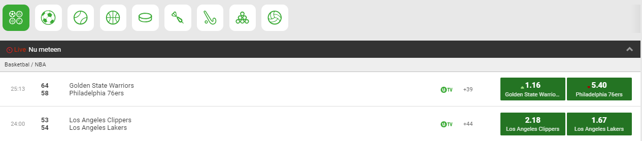 Unibet TV live aanbod